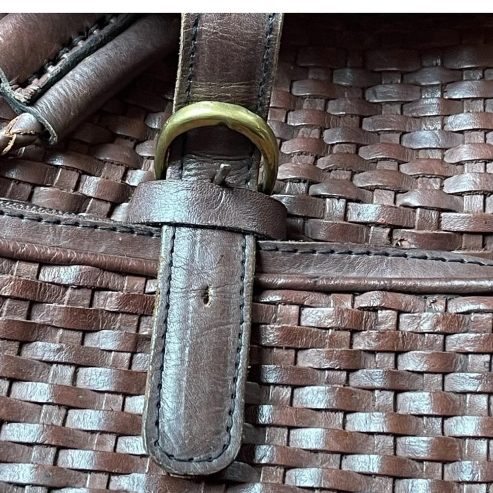 LEATHER Basketweave Rucksack Backpack